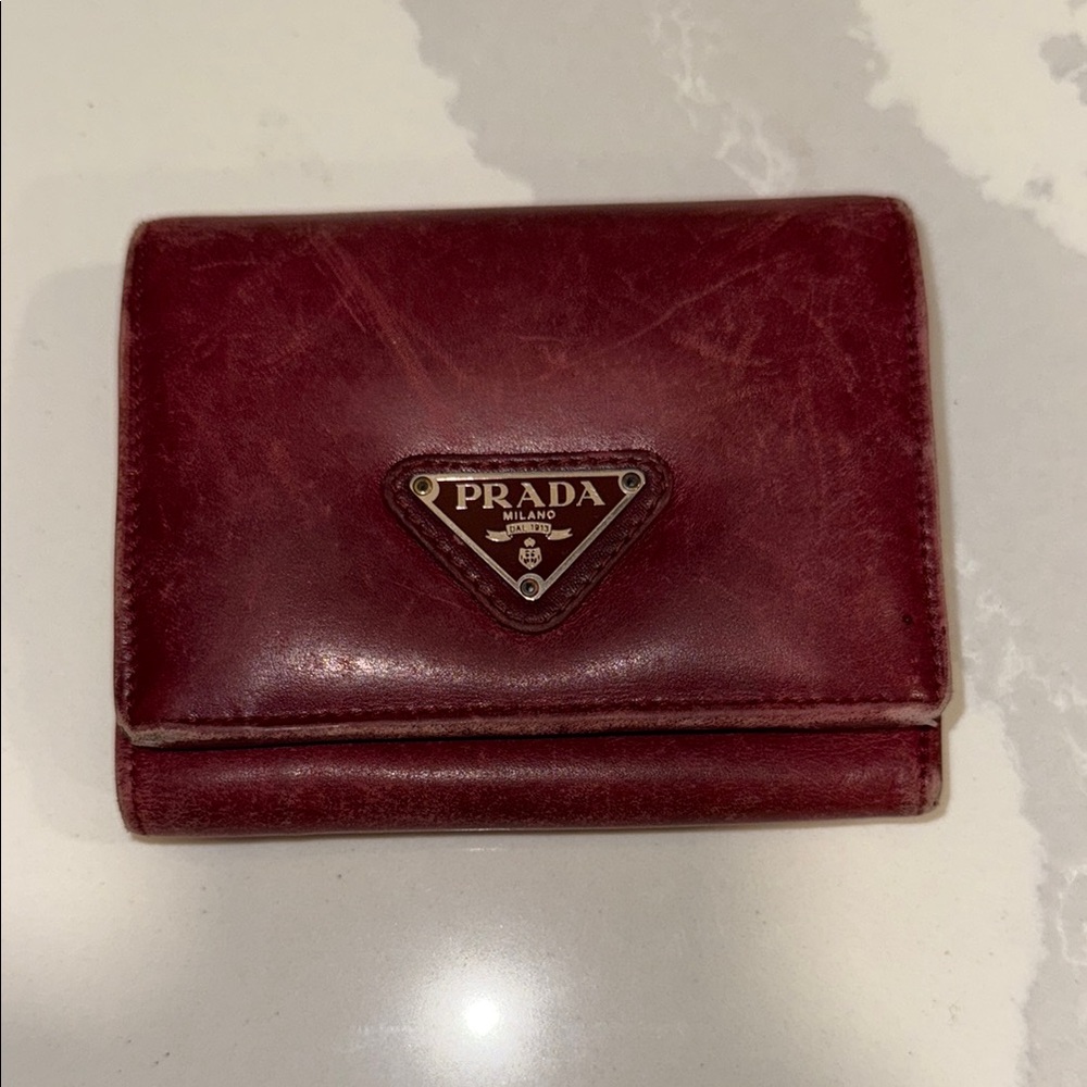 Vintage Prada Burgundy Leather Wallet